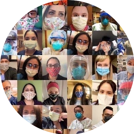 collage of nurses wearing masks